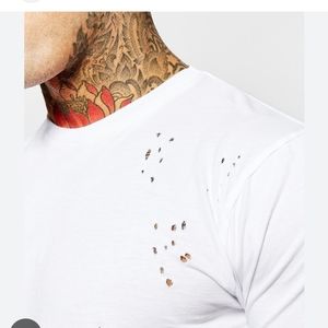 Men's Express White Destroyed T Shirt in XXL*